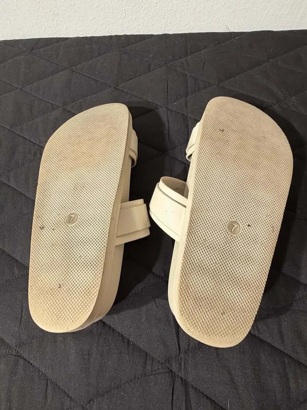 A New Day Marcy Two-Band Buckle Footbed Sandals in Cream